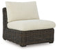 Kimora - Armless Chair With Cushion - Beige / Dark Brown - Simple Home Plus