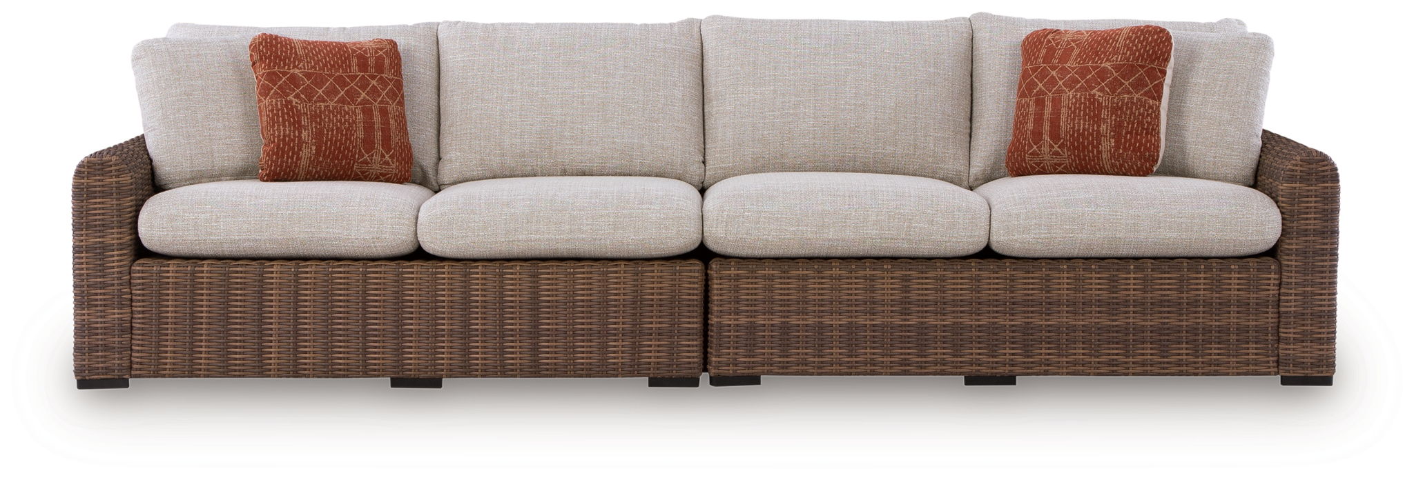 Dolan Creek - RAF/LAF Loveseat With Cushion (Set of 2) - Beige / Brown - Simple Home Plus