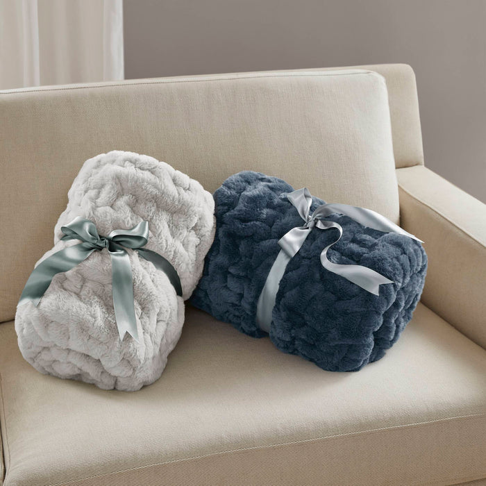 Ruched Fur - Throw - Silver Gray - Simple Home Plus