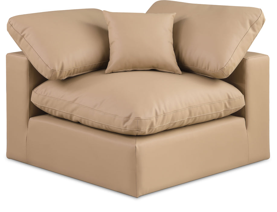 Comfy - Faux Leather Corner Chair - Tan - Simple Home Plus