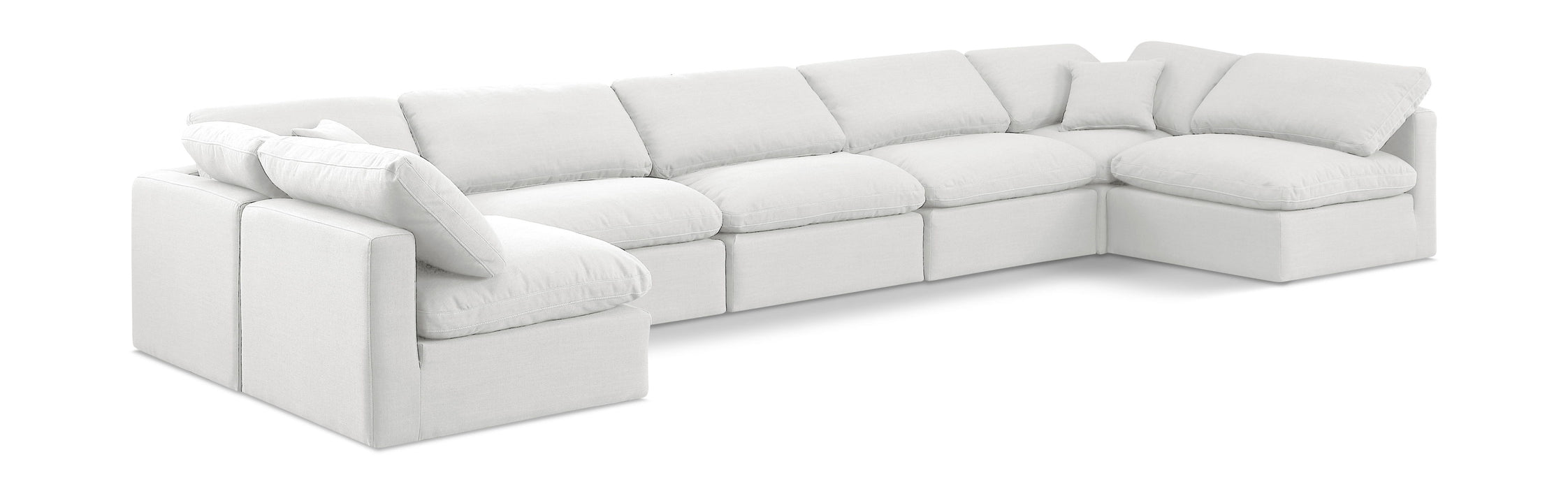 Indulge - Linen 7 Piece Modular U-Shaped Sectional - White - Simple Home Plus