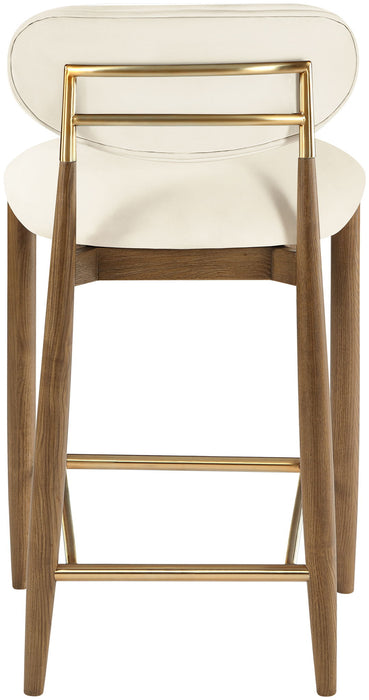 Riccio - Stool - Walnut And Gold Frame - Simple Home Plus