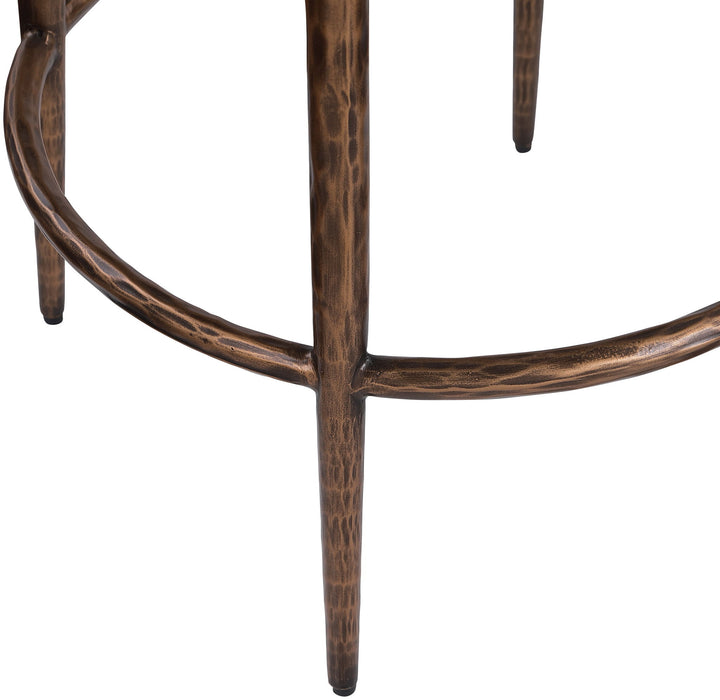 Ferro - Performance Fabric Upholstered Backless Bar Stool - Cream / Antique Bronze - Simple Home Plus