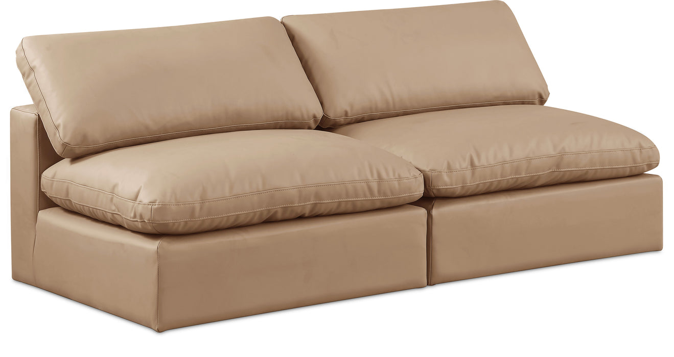 Comfy - Faux Leather Modular Armless Sofa 2 Seats - Light Brown - Simple Home Plus