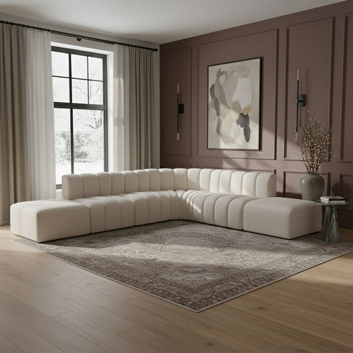 Arc - Boucle Fabric 7 Piece Corner Modular Sofa - Simple Home Plus