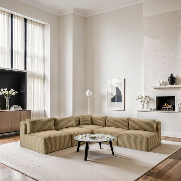 Shaggy - 5 Piece Modular Corner Armless Sectional