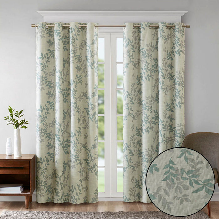 Julie - Printed Botanical Blackout Panel - Aqua - Simple Home Plus