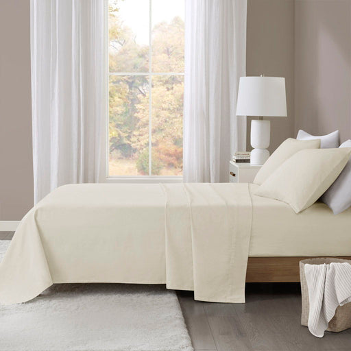 Oversized Cotton Flannel - 4 Piece Queen Sheet Set - Ivory Solid - Simple Home Plus