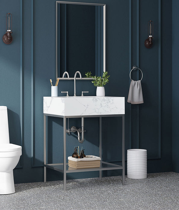 Marmo - Engineered Marble Bathroom Vanity With Chrome Base - Simple Home Plus