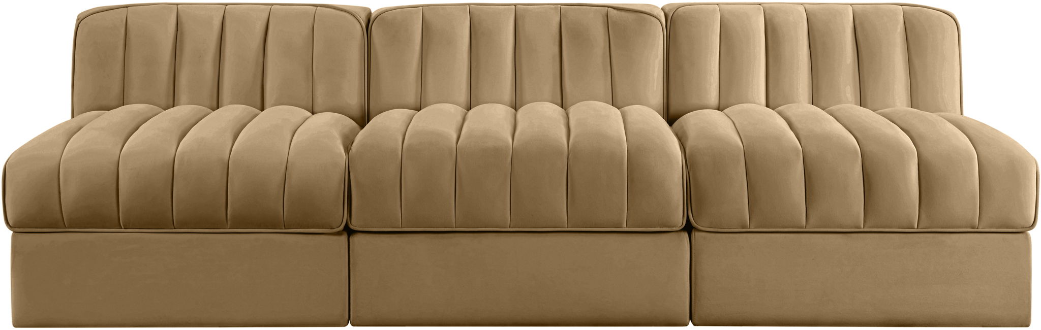 Rummi - Velvet Performance Fabric Upholstered 3 Piece Modular Armless Sofa - Simple Home Plus