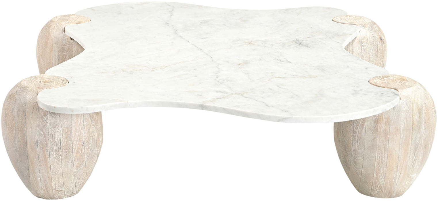 Liona - Marble And Acacia Wood Coffee Table - Simple Home Plus