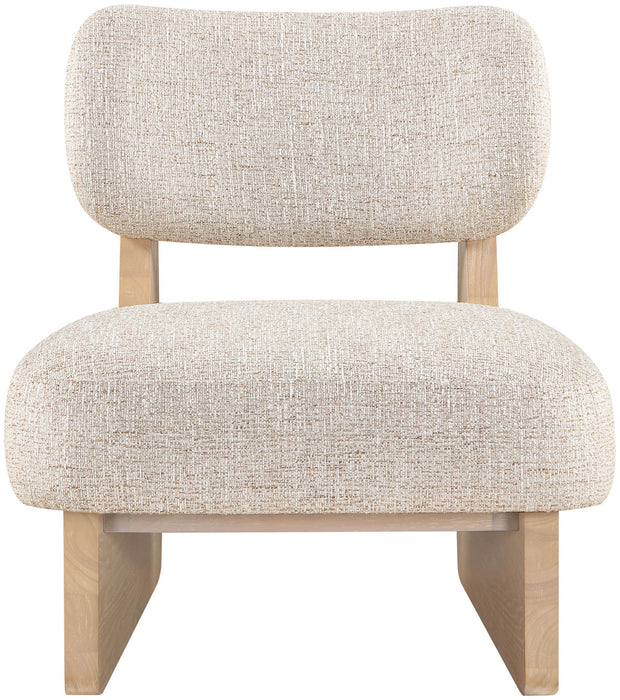 Vetra - Linen Textured Fabric Upholstered Accent Chair With Natural Base - Simple Home Plus
