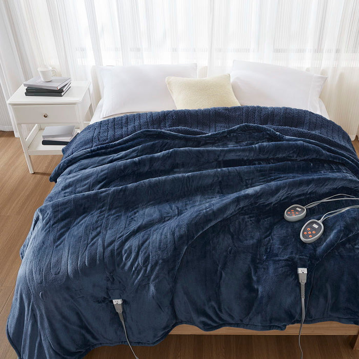 Heated Microlight to Berber - Blanket - Indigo