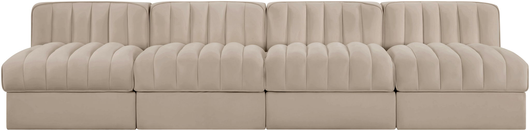 Rummi - Armless Velvet Performance Fabric Upholstered 4 Piece Modular Sofa - Simple Home Plus