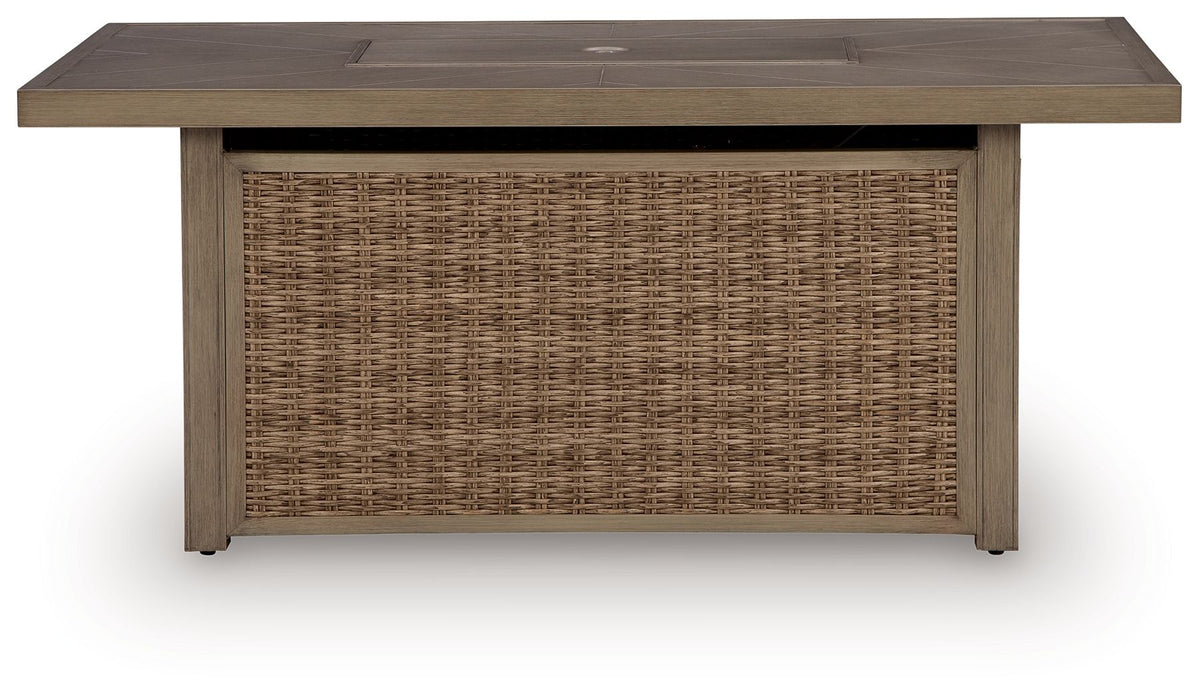 Laguna Heights - Rectangular Fire Pit Table - Beige - Simple Home Plus