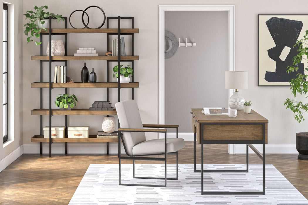 Montia - Home Office Desk, Desk Chair, Bookcase - Light Brown - Simple Home Plus