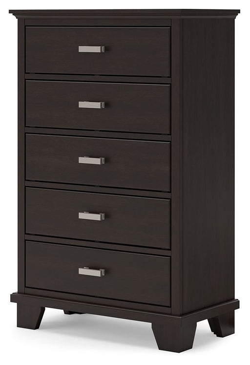 Covetown - Dark Brown - Five Drawer Chest - Simple Home Plus