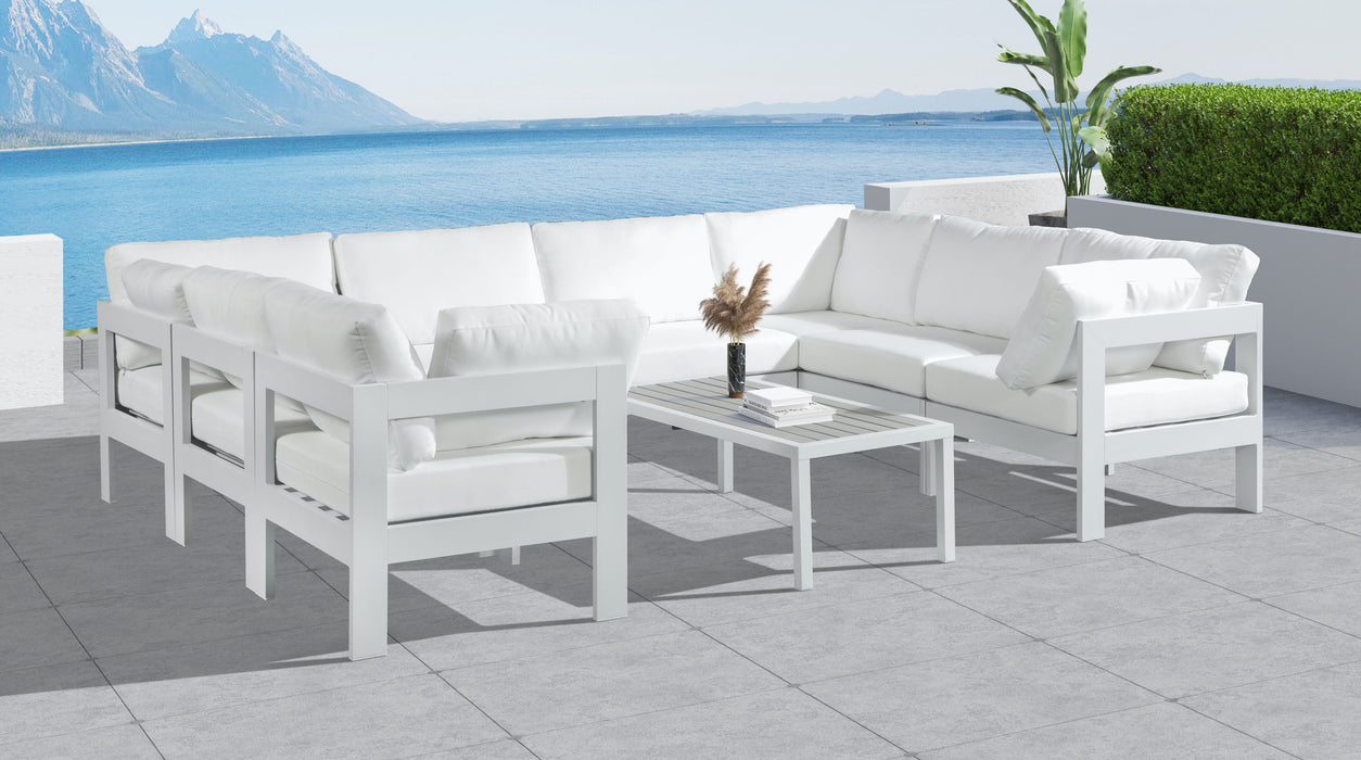 Nizuc - Outdoor Patio 8 Piece Modular Sectional With White Frame - Simple Home Plus