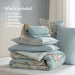 Heather - Queen 7 Piece Vintage-Inspired Floral Print - Soft Blue - Simple Home Plus