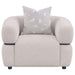 Jeanette - Fabric Upholstered Round Arm Accent Chair - Beige - Simple Home Plus
