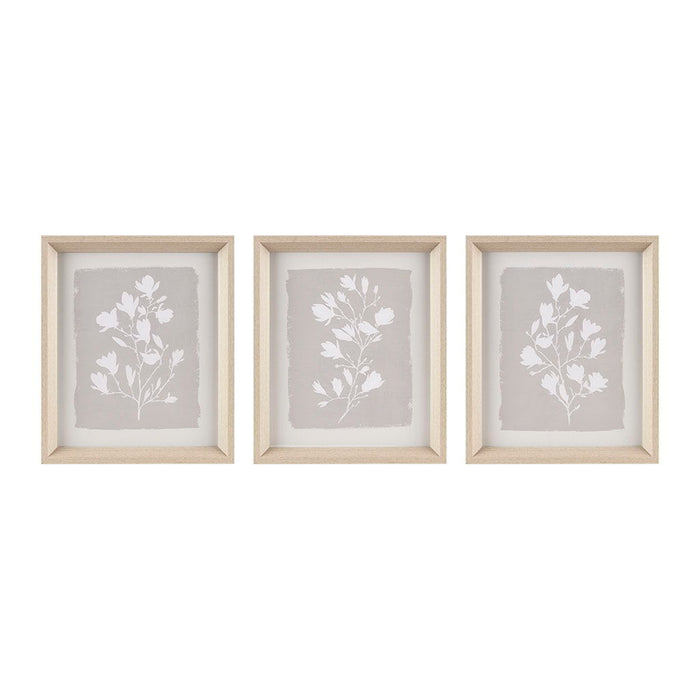 Fair Florets - Printed Framed Graphic (Set of 3) - Beige - Simple Home Plus
