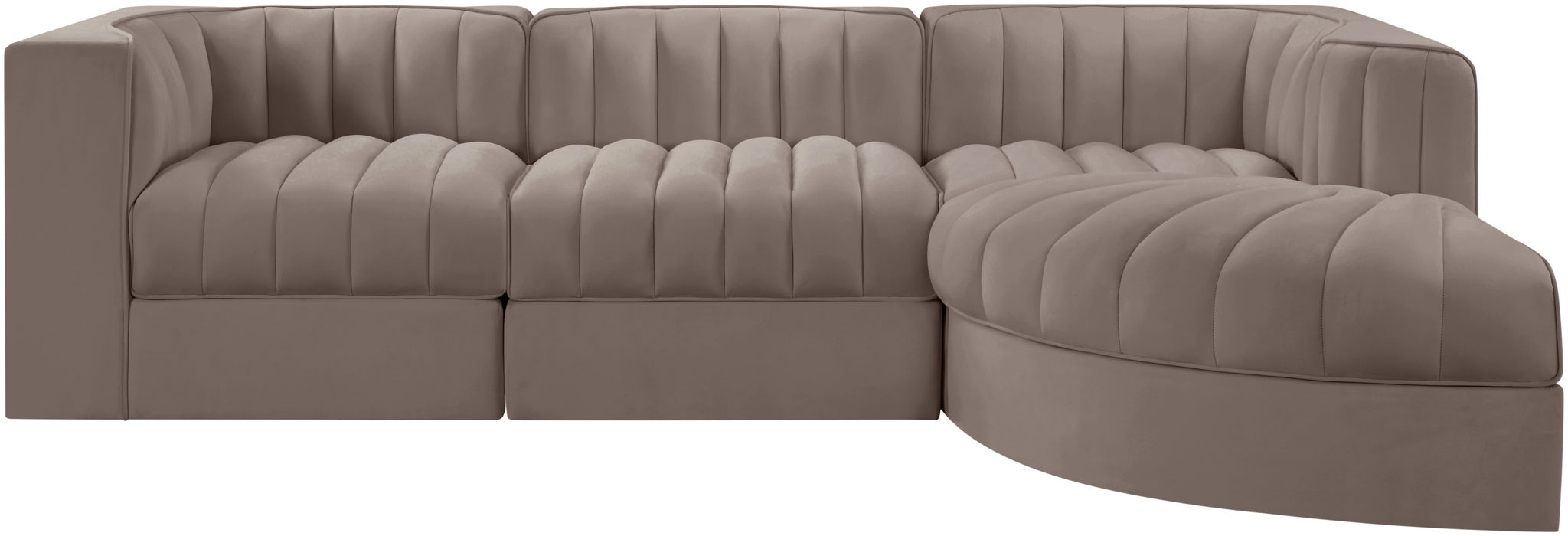 Rummi - Velvet Performance Fabric Upholstered 4 Piece Modular Sectional, With Reverse Corner Chair - Simple Home Plus