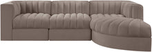 Rummi - Velvet Performance Fabric Upholstered 4 Piece Modular Sectional, With Reverse Corner Chair - Simple Home Plus