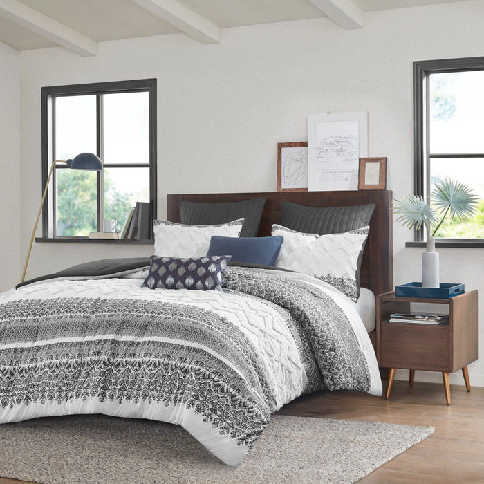 Mila - 3 Piece Comforter Set With Tufting - Gray - Simple Home Plus