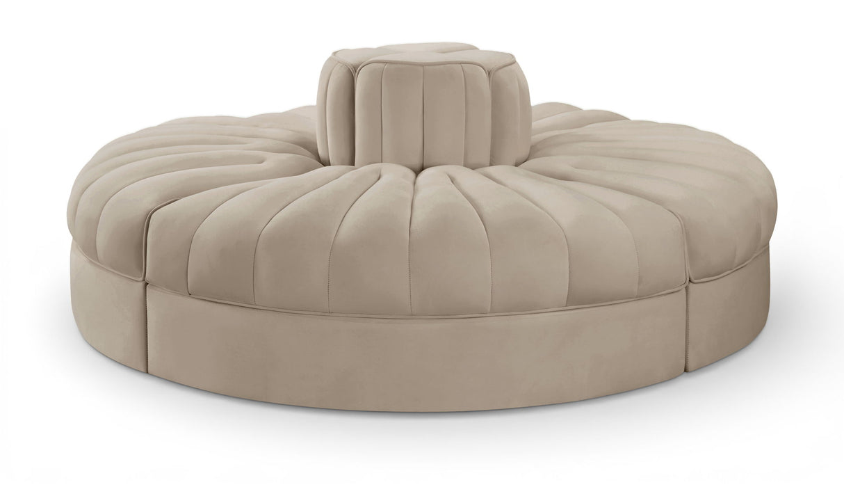 Rummi - Round Velvet Performance Fabric Upholstered 4 Piece Modular Sofa - Simple Home Plus