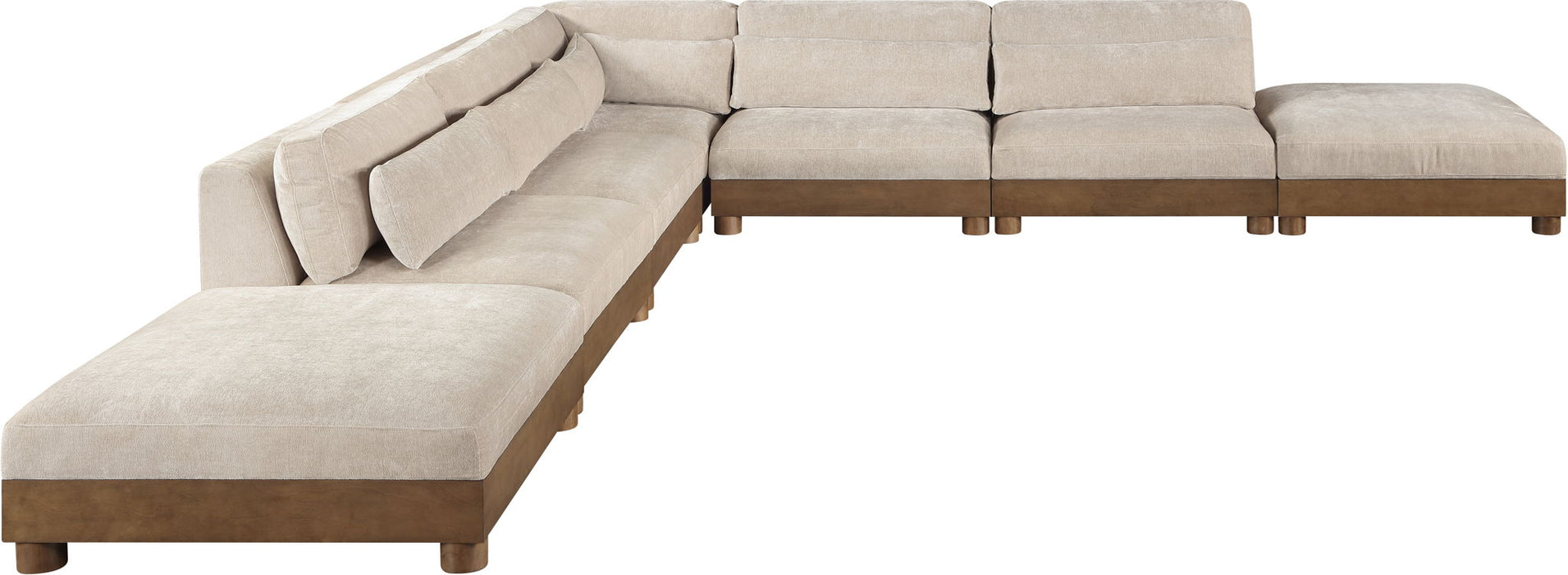 Turin - Chenille Fabric Upholstered Modular Sectional - Taupe - Simple Home Plus