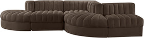 Rummi - Rounded Velvet Performance Fabric Upholstered 5 Piece Modular Sectional - Simple Home Plus