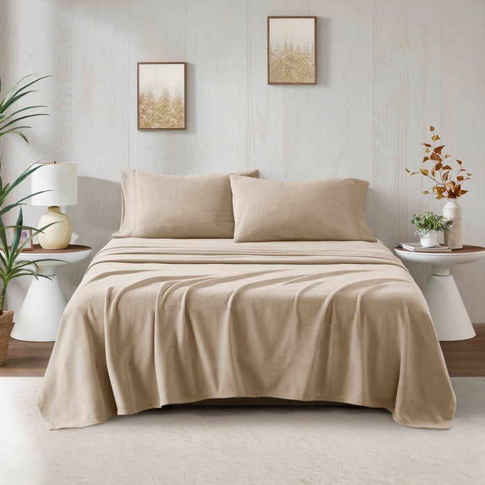 Micro Fleece - Twin Long Sheet Set - Khaki - Simple Home Plus