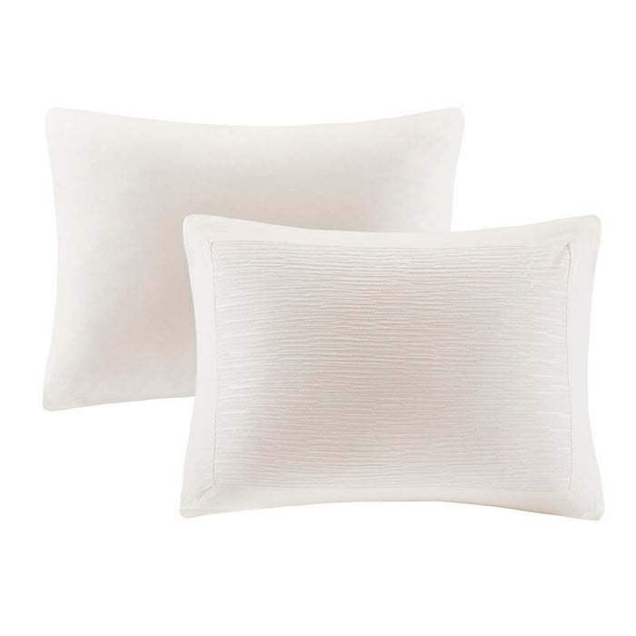 Hanae - King Blend Yarn Dyed 3 Piece Duvet Cover Set - White - Simple Home Plus