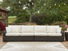 Kimora - Raf/Laf Loveseat With Cushion (Set of 2) - Beige / Dark Brown - Simple Home Plus