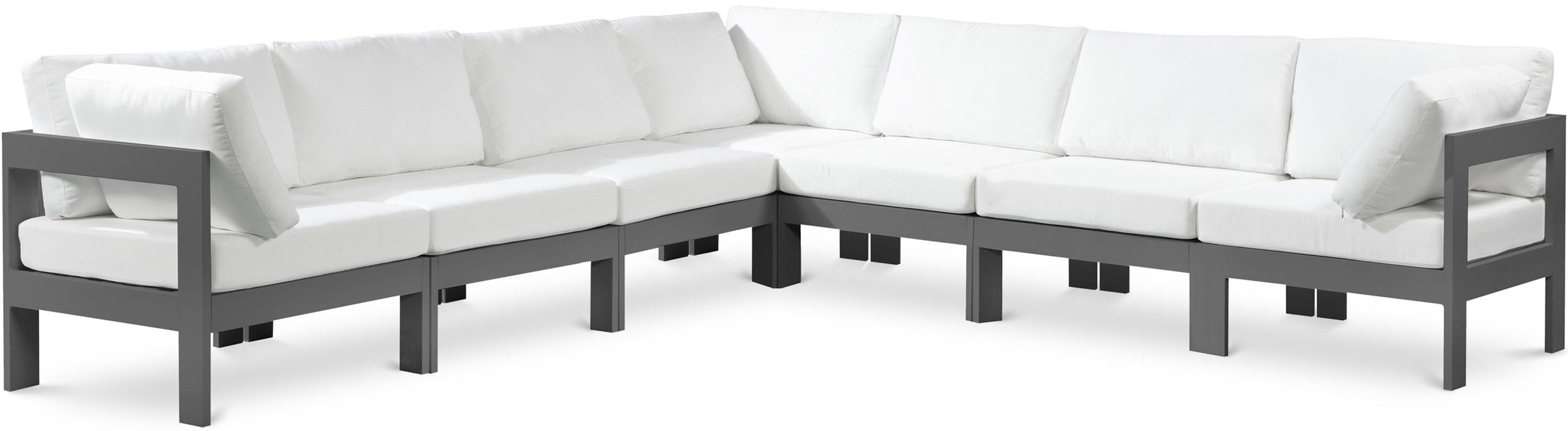Nizuc - Outdoor Patio 7 Piece Modular Sectional With Gray Frame - Simple Home Plus