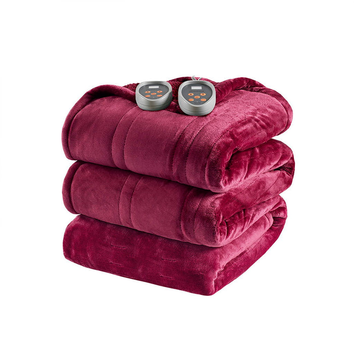 Heated Microlight To Berber - King Fabric Blanket - Red