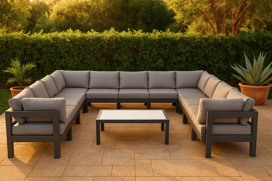 Nizuc - Outdoor Patio 13 Piece Modular Sectional With Gray Frame - Simple Home Plus