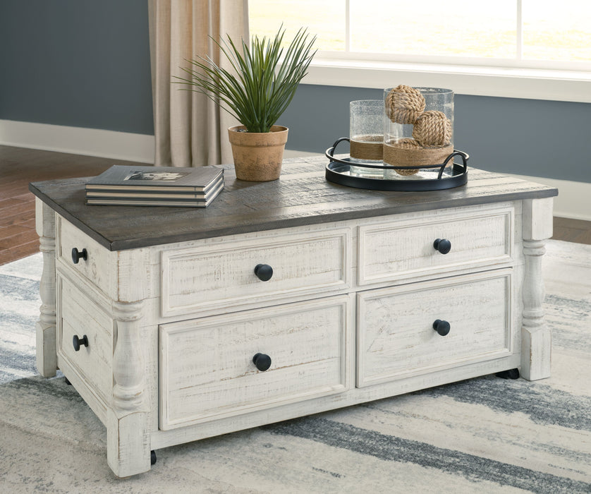 Havalance - White / Gray - Lift Top Cocktail Table with Storage Drawers - Simple Home Plus