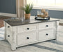 Havalance - White / Gray - Lift Top Cocktail Table with Storage Drawers - Simple Home Plus