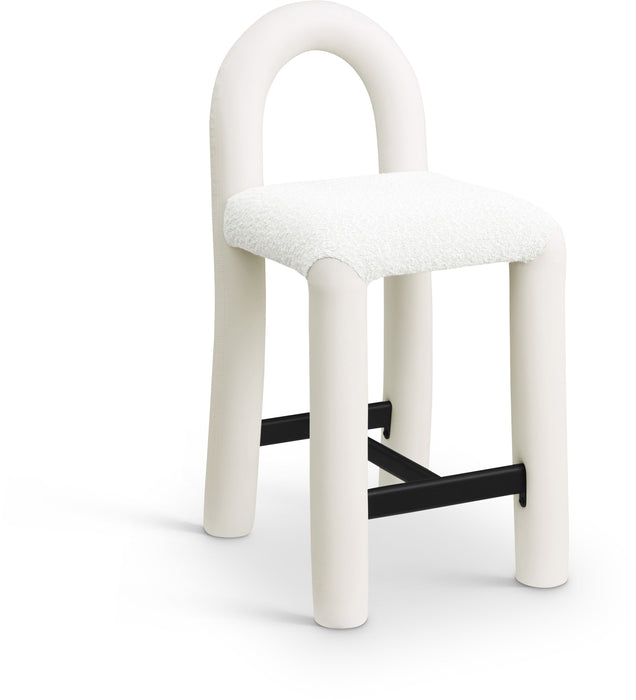 Amari - Vegan Leather and Boucle Fabric Stool - Simple Home Plus