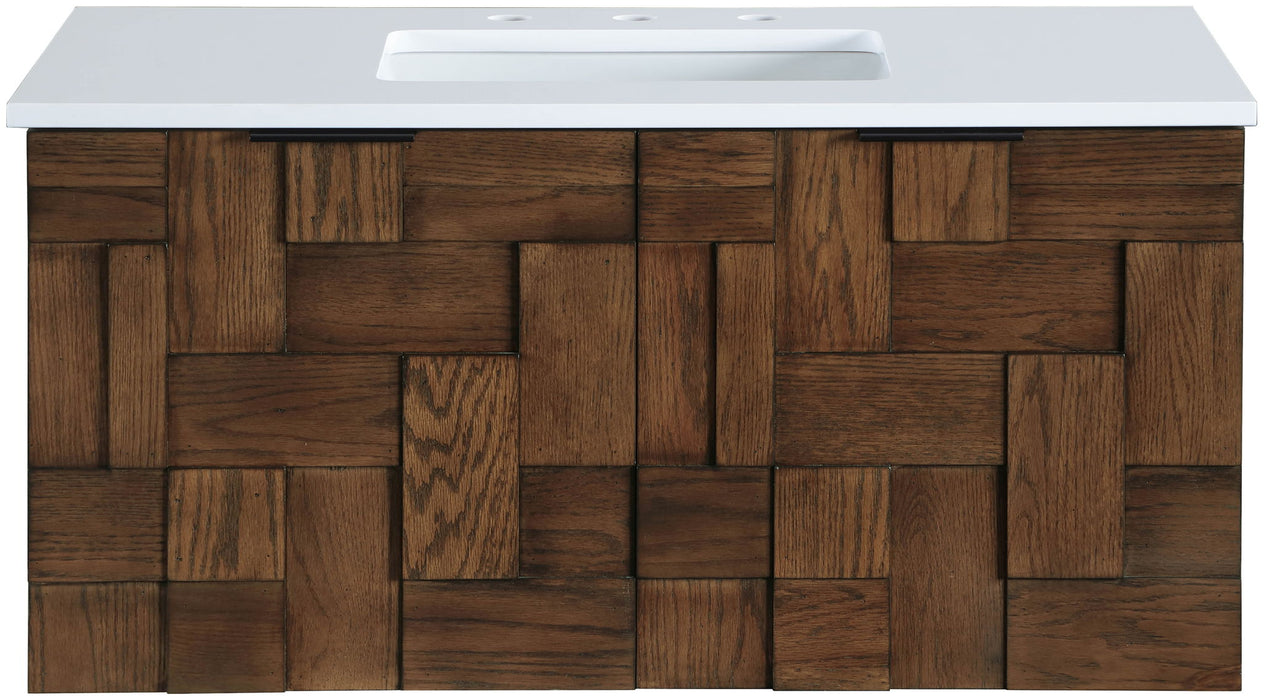 Leonardo - Engineered Stone And Solid Wood 24" Wall Mounted Bathroom Vanity - Simple Home Plus