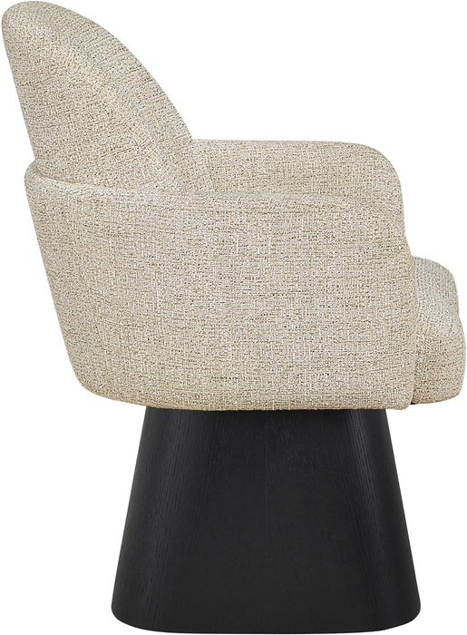 Marlowe - Linen Textured Fabric Upholstered Swivel Dining Arm Chair - Stained Black - Simple Home Plus