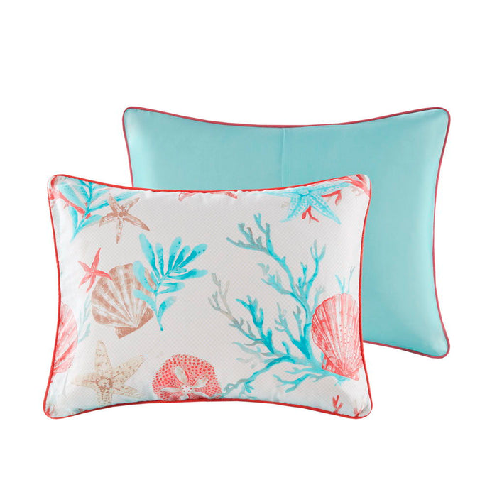 Pebble Beach - 6 Piece Duvet Cover Set - Coral - Simple Home Plus