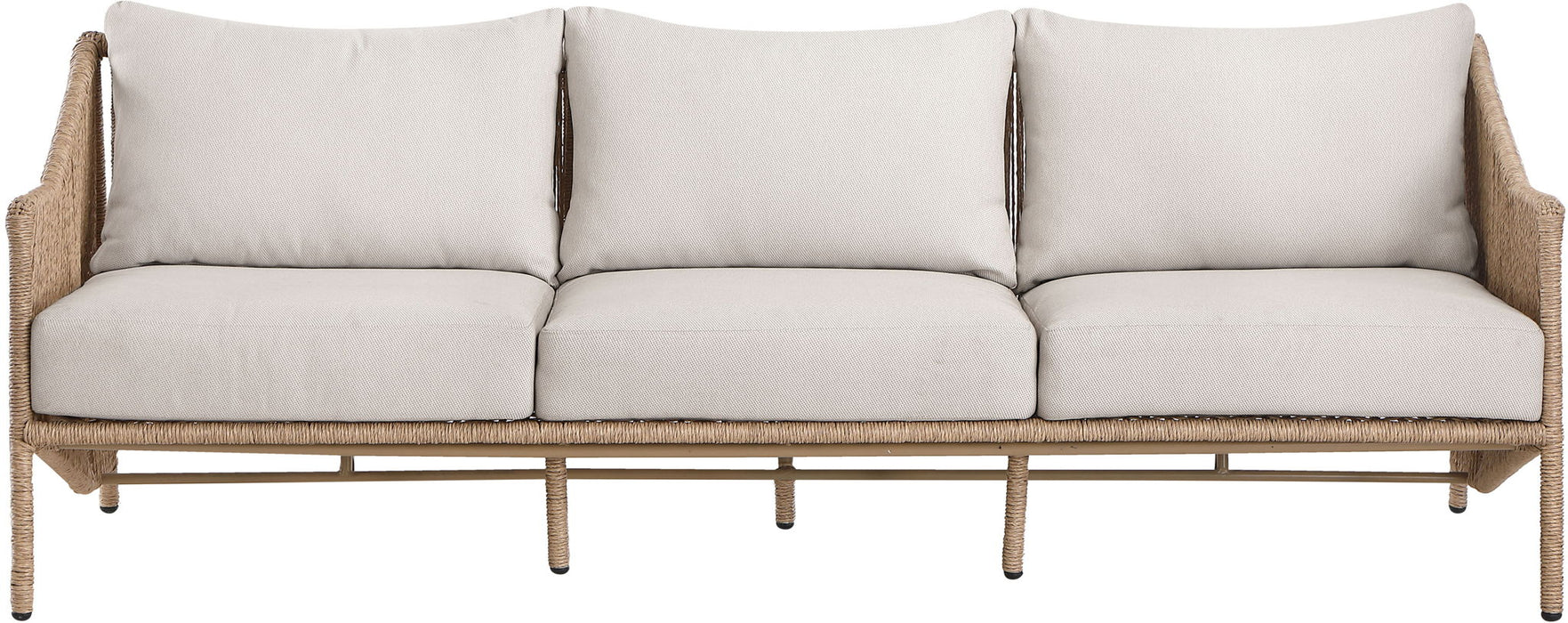 Coastline - Olefin Water Resistant Fabric And Wicker Outdoor Patio Sofa - Beige