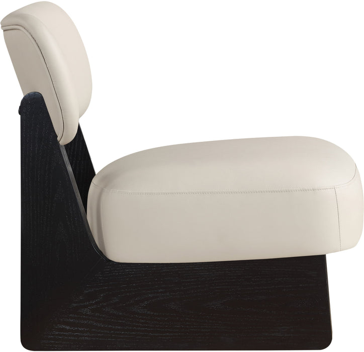 Vetra - Vegan Leather Upholstered Accent Chair - Taupe / Painted Black - Simple Home Plus