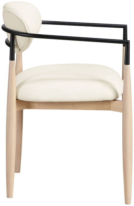 Riccio - Faux Leather Dining Arm Chair (Set of 2) - Natural Frame - Simple Home Plus