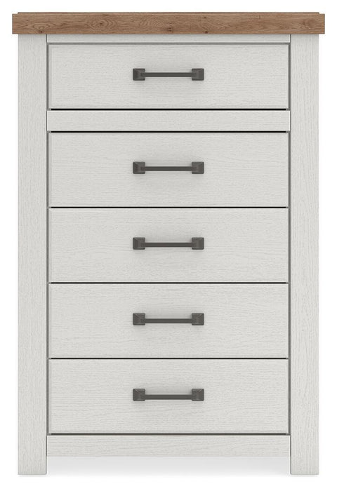 Savonport - Five Drawer Chest - White / Brown - Simple Home Plus