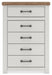 Savonport - Five Drawer Chest - White / Brown - Simple Home Plus