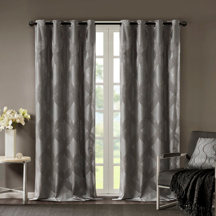 Bentley - Ogee Knitted Total Blackout Panel - Charcoal - Simple Home Plus