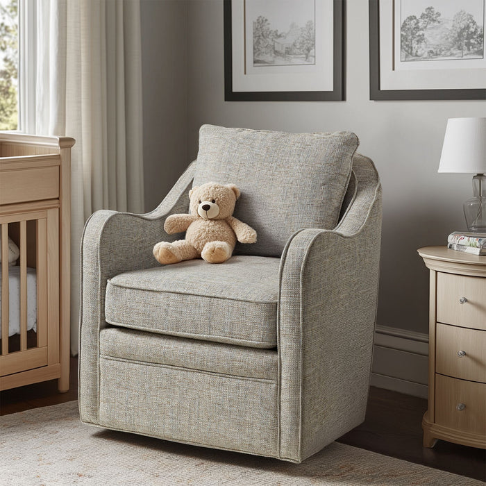 Brianne - Wide Seat Swivel Arm Chair - Gray Multi - Simple Home Plus